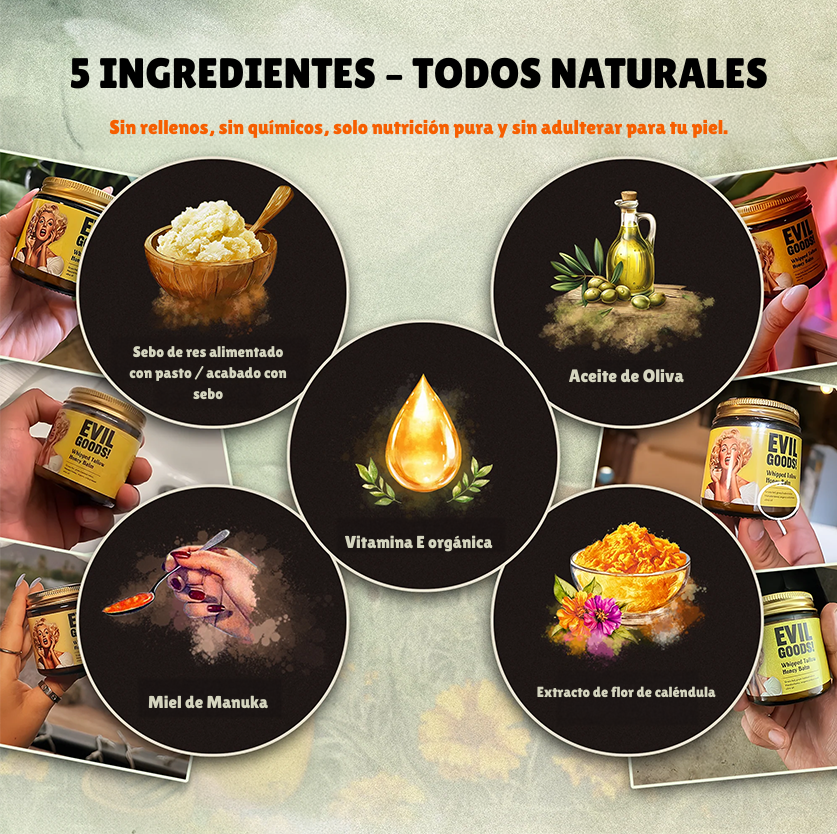 Merraci™ Bálsamo Natural de Sebo – 100% Puro, Sin Químicos, Todo Tipo de Piel