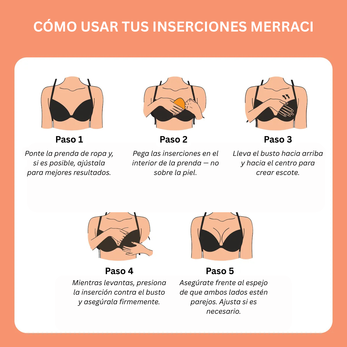 Merraci™ Inserciones Sticky – Realce Instantaneo – Cubrepezones sin Pegamento