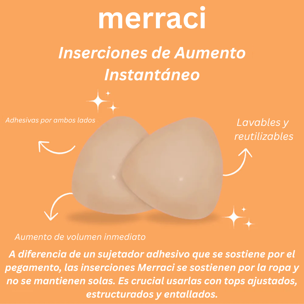 Merraci™ Inserciones Sticky – Realce Instantaneo – Cubrepezones sin Pegamento